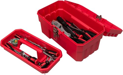 Akro-Mils 14-Inch Plastic Toolbox with Removable Tray, Steel Latch & Padlock Eye, Heavy Duty Tool Box for Tools, Crafts, First Aid & Hobby Supplies, 14" x 8" x 8", Made in USA, 6-Pack, Red (09514) - color: Red, size: 6-Pack