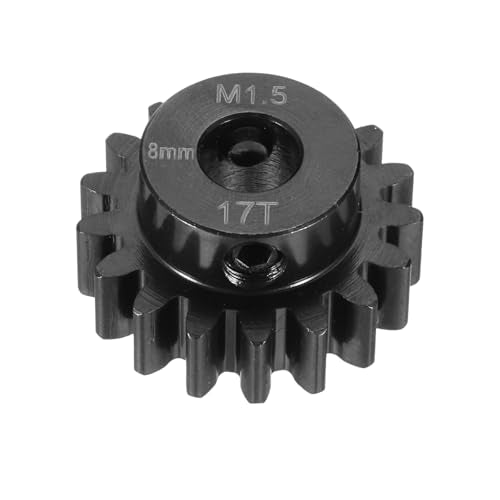 MECCANIXITY Steel M1.5 Gear Set 17T 8mm Shaft Motor Gears for RC Vehicles Truck Drift Car Part, Black - size: 17T