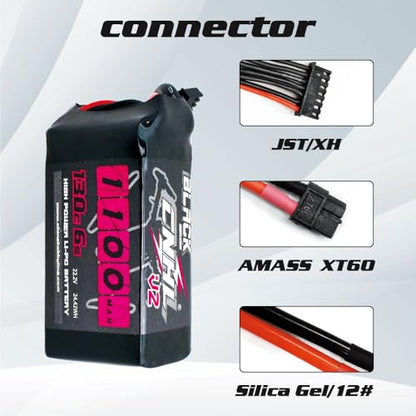 CNHL 1100mAh 6S LiPo Battery 22.2V 130C with XT60 Plug (2 Packs) | High discharge 6S LiPo battery perfectly designed for FPV racing drones, freestyle quadcopters, RC airplanes, and helis.