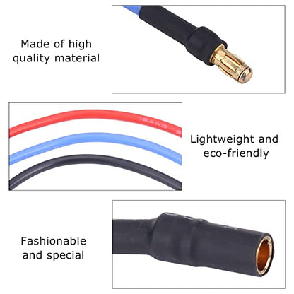 Soft 16AWG Silicone Cable for RC Model, ESC Motor Extension Cable 30cm with 3.5mm Banana Connector for RC Accessory