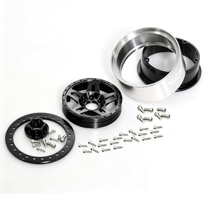 STMU 2.2 Inch Aluminum Beadlock Turbine Wheels - Perfect Fit for SCX10 TRX4 VS4-10 Gen8 1/10 RC Crawler Vehicles (Black) - color: Black