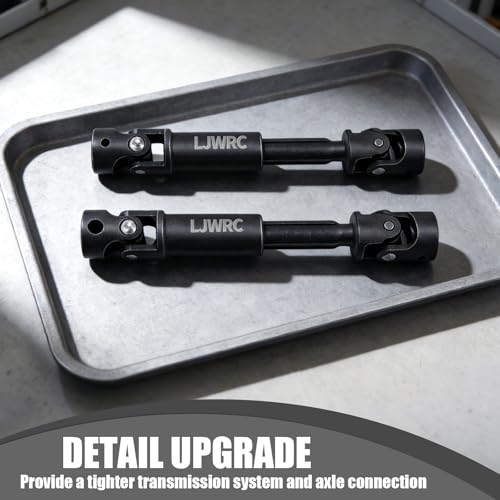 Steel Drive Shaft Set for Axial SCX24 Crawlers - Front Rear Center Shafts with D Hole - Compatible with SCX24 JLU, C10, Bronco, Basecamp, 4Runner (Black)