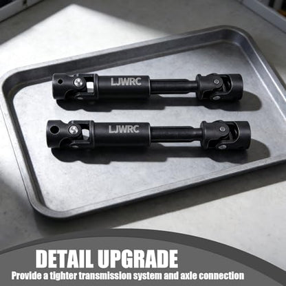 Steel Drive Shaft Set for Axial SCX24 Crawlers - Front Rear Center Shafts with D Hole - Compatible with SCX24 JLU, C10, Bronco, Basecamp, 4Runner (Black)