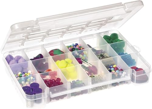 Akro-Mils 05905 Plastic Portable Parts Storage Case for Hardware and Crafts with Hinged Lid and 5 Adjustable Dividers, (14-3/8-Inch x 9-1/2-Inch x 2-1/2-Inch), Large, Clear, 6-Pack - size: Large, style: 6-Pack