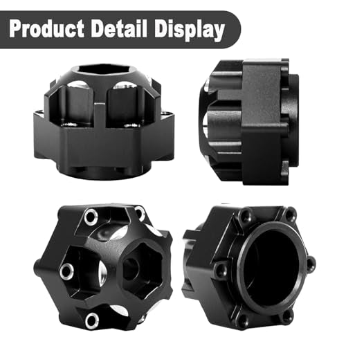 4Pcs Wheel Hex Hub Adapters Aluminum Wheel Spacers for All 1/10 RC Car Truck SCX10 TRX4 Slash Rustler Stampede Granite (Black) - color: Black