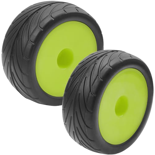 4Pack ShareGoo RC 85mm/3.34" Rubber Tires Front Rear Tyres 12mm Hex Wheel Compatible with Redcat HPI HSP Kyosho 1/10 RC Off-Road Car Buggy (Green) - color: Green