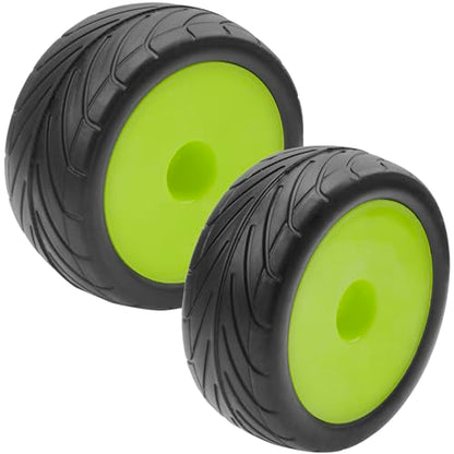 4Pack ShareGoo RC 85mm/3.34" Rubber Tires Front Rear Tyres 12mm Hex Wheel Compatible with Redcat HPI HSP Kyosho 1/10 RC Off-Road Car Buggy (Green) - color: Green