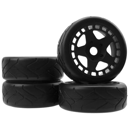 ShareGoo RC 1/8 Buggy Tires OD 4.09" Street Tires w/Plastic Wheel Rims 17mm Hex Compatible with Arrma 1/8 Typhon Talion Redcat Losi HPI HSP Kyosho 1/8 RC On Road Racing Car (5-Spoke) - color: 5-spoke