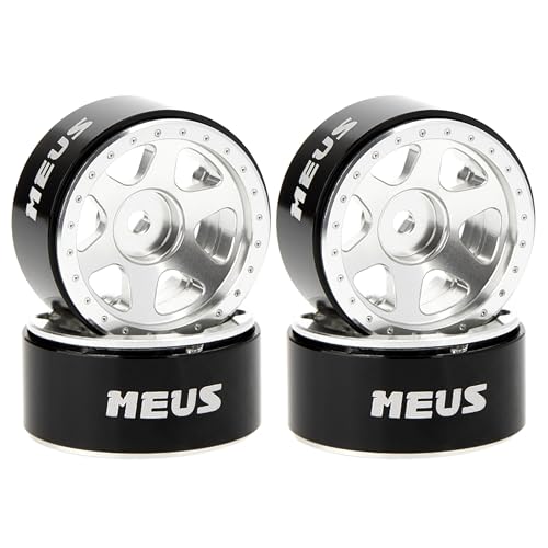 MEUS RACING 0.7 Beadlock Wheels Rims Deep-Dish Wheel for Axial SCX30 1/30 RC Crawler Upgrades (Type F, Silver) - color: Type F, Silver