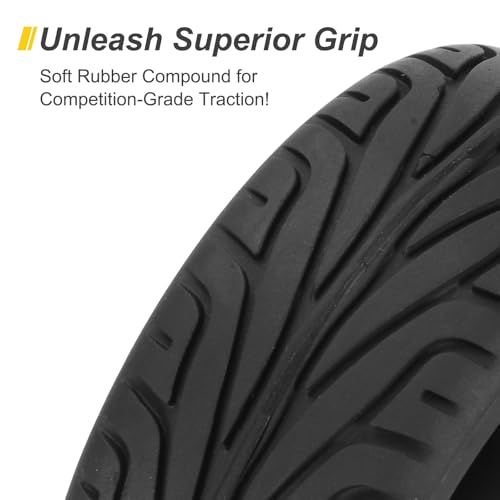 uxcell 4pcs Soft Rubber RC Car Tires for 1/10 Scale Touring On-Road Racing - 66mm x 26mm Performance Tyre, Black