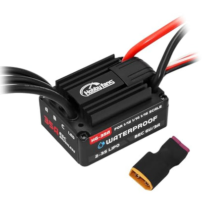 Brushless HG-35A Waterproof ESC Electric Speed Controller for Traxxas E-REVO Losi JRX2 H16BM H16DR Redcat Volcano 16 Arrma Typhon Grom Mojave Grom 1/14 1/16 1/18 RC Car (Black)