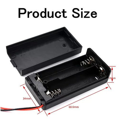 10 Pcs AA Battery Holder 2 Cell with Cover/ON Off Switch/Wire Leads,2xAA 1.5V Battery Case for Technology Production Toy Models Accessory DIY - size: 2AA covered