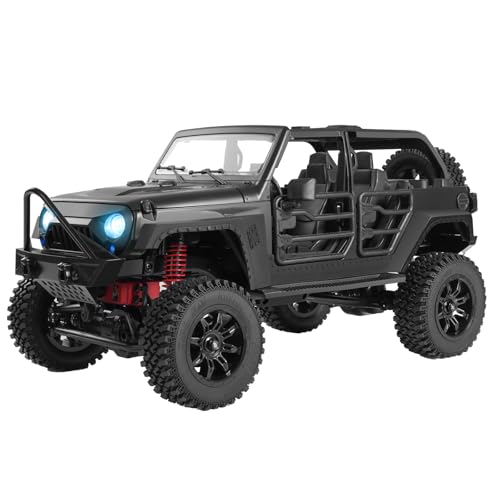 ARRIS MN128 1/12 RC Rock Crawler 4WD Off-Road Jeep RTR Truck | Wrangler Style Body, Full Proportional Control, LED Lights, Trail Ready - color: Black