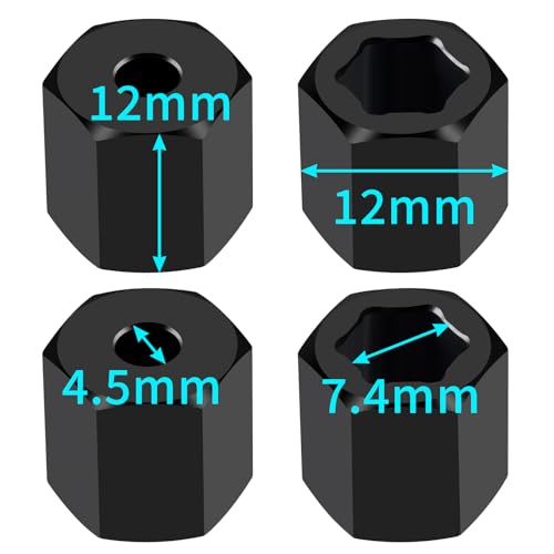 MORLORDY 7mm to 12mm RC Wheel Hex Hubs 4Pcs 12mm Thick Hex Drive Adapters for 1/16 Losi Mini-T 2.0, Mini-B, Mini JRX2, Mini JRXT and All 1/16 RC Car Which Hex is 7MM - color: 12mm