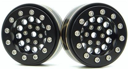 1.3 Beadlock Wheels & Brass Ring Weight 46.5g Adjustable Offset-3mm 1.3 Wheels Hex 7mm for 1/18 1/24 RC Crawlers Upgrade 4Pc YK (Black) - color: Black