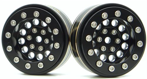 1.3 Beadlock Wheels & Brass Ring Weight 46.5g Adjustable Offset-3mm 1.3 Wheels Hex 7mm for 1/18 1/24 RC Crawlers Upgrade 4Pc YK (Black) - color: Black