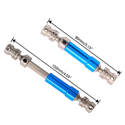 2PCS Treehobby Aluminum Alloy Universal Rear Drive Shaft Upgrade Accessories Compatible with Wltoys 12428 Fly fy-03 1/12 RC Car Desert Falcon CVD Universal Joint