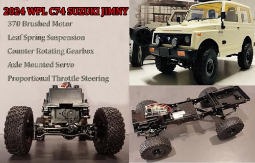 HLSFWDRIVE WPL C74 Jimny RC Rock Crawler RC Truck 4x4 Off Road | Remote Control Crawler All Terrian 370 Brushed Motor Full Proportional Leaf Spring Chassis Hobby Grade