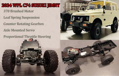 HLSFWDRIVE WPL C74 Jimny RC Rock Crawler RC Truck 4x4 Off Road | Remote Control Crawler All Terrian 370 Brushed Motor Full Proportional Leaf Spring Chassis Hobby Grade