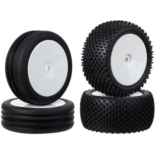 1/10 Off-Road Front & Rear Wheels Rims and Rubber Tires 12mm Hex Hub Foam Inserts for Tamiya TT-02B DF-02 SRX2 SRX4 Bandit Tekno EB410 2WD RC Car Upgrades