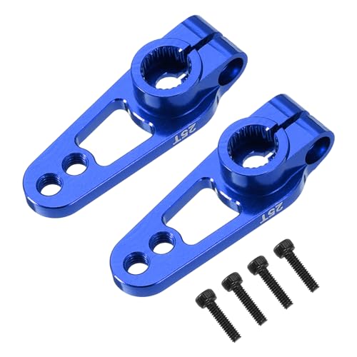 MECCANIXITY Aluminum Alloy 25T Steering Servo Single Sided Blue Arm Horn for DIY RC Car/Boat/Airplane Boat Accessories 2 Pcs - color: Blue