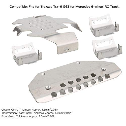 Tbest RC Accessory, 5Pcs Stainless Steel 6-Wheels Remoted Control Crawler Car Chassis Armors Skid Plate RC Vehicle Model Car Replacement Accessory Fit for -6 G63 Skid Plate