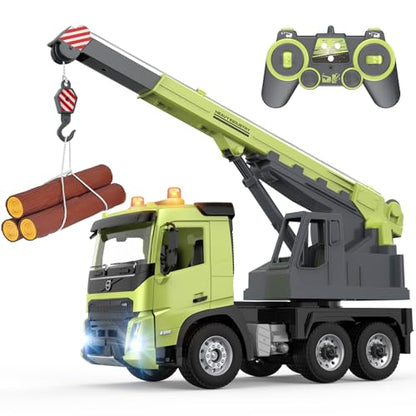 Double E Volvo FMX 1:20 Scale RC Crane Truck - 660° Rotating Console, 2.4GHz Anti-Interference, Realistic Lifting Sounds & LED Work Lights - Construction Toy for Adults - style: RC Crane