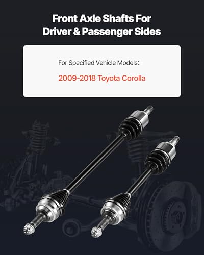 VEVOR CV Axle Shaft Assembly, 2 Pieces Front Left & Right (Driver and Passenger Side), Automotive Replacement CV Joint Axles Pair Compatible with 2009-2018 Toyota Corolla, Alloy Steel & Carbon Steel - size: 2009-2018 Toyota Corolla, style: Front Driver an
