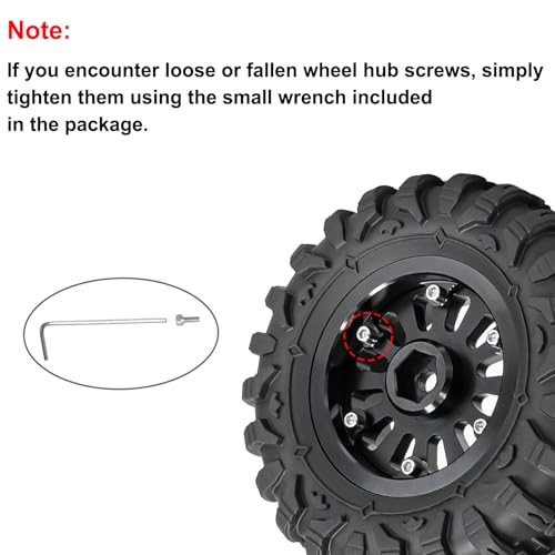 LRFHL 1.3" Beadlock Wheel Tires Aluminum for SCX24 TRX4M, 4PCS, Gold | Upgraded 1.45-inch Wheel, 1/24 SCX24 1/18 TRX4M RC Crawler Car Upgrade - color: Black Tires+ Gold Wheels-3