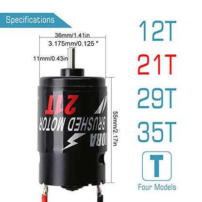 INJORA 550 Brushed Motor for Axial SCX10 AXI03007 JL 90046 TRX4 TRX6 (21T) - size: 21T