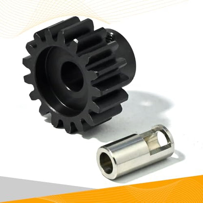 M1.5 17T Pinion Gear 8mm Bore with 8mm to 5mm Shaft Adapter Sleeve, Chromium Steel Motor Gear with Set Screw & Hex Key for Traxxas ARRMA Losi 1/5 1/8 RC Cars - size: 17T