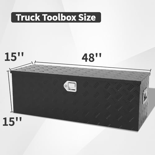 48 inch Truck Tool Box,Aluminum Truck Bed Tool Box w/Handled Lock and keys,Universal Fit for Pickup‌ Truck,Trailer,Vehicle,UTV,ATV-Black,48 X 15 X 15 inch - color: Black, size: 48 x 15 x 15 inch