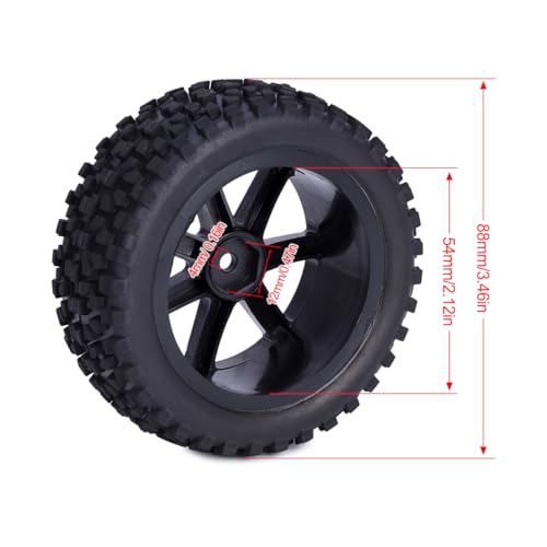 12mm Hex RC Buggy Wheels and Tires, 2.2'' Pre-Glued Out Dia. 3.5'' for 1/10 1/12 1/14 1/16 Off-Road Truck Upgrades, Set of 4