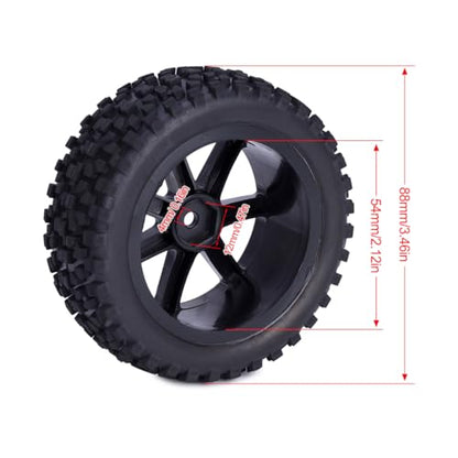 12mm Hex RC Buggy Wheels and Tires, 2.2'' Pre-Glued Out Dia. 3.5'' for 1/10 1/12 1/14 1/16 Off-Road Truck Upgrades, Set of 4