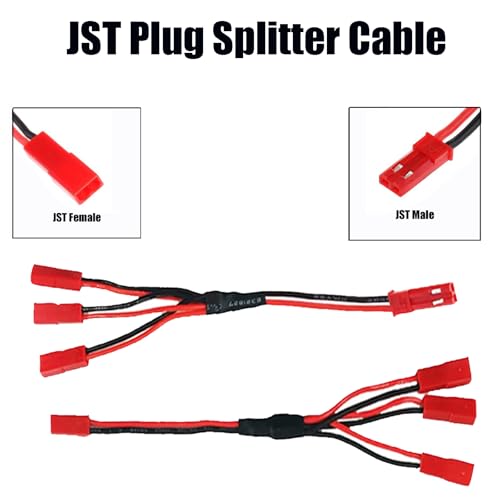 4pcs JST Plug Splitter 15cm/5.9" JST Male Female Y Cable JST Y Parallel Adapter Splitter Harness for RC Car Crawler ESC Battery Motor Cooling Fan - color: 4-Pack