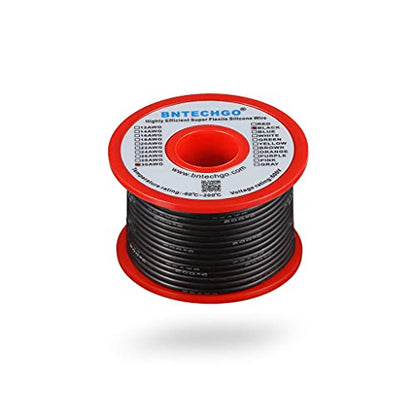 BNTECHGO 30 Gauge Silicone Wire Spool 50 ft Black Flexible 30 AWG Stranded Tinned Copper Wire | Flexible 30 AWG Stranded Wire Silicone Rubber Insulation For RC Models, Drone, Robot, LED Lighting Systems, 3D Printer, DIY - size: 30 gauge silicone wire 50ft