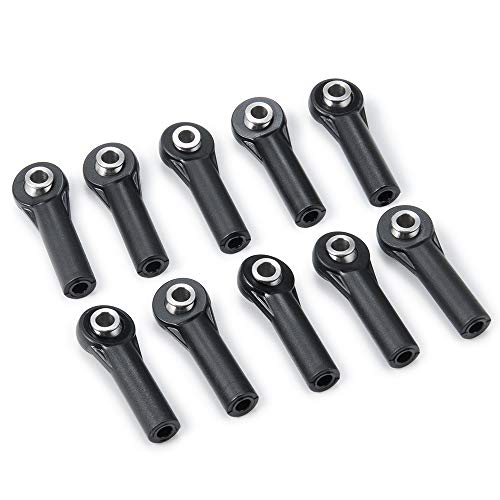 10Pcs M3 Plastic Bent Rod Ends,Black M3 Crawler Width Balls Ends for Axial D90 SCX10 RC Car (Black A) - color: Black a