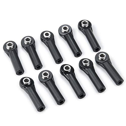 10Pcs M3 Plastic Bent Rod Ends,Black M3 Crawler Width Balls Ends for Axial D90 SCX10 RC Car (Black A) - color: Black a