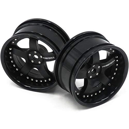 2pcs RC 1/10 Aluminum Alloy Wheel Rims Hex 12mm Adjustable Offset Black Color Fit 1:10 RC On Road Drift Touring Car Tires - color: Black
