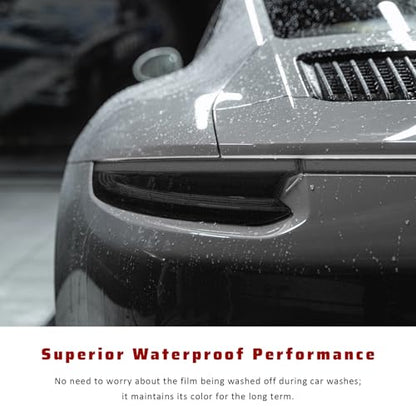 Car Light Tint Film, 12" × 48" Waterproof Headlight Vinyl Wrap Film Includes Squeegee & Cutter, Self-Adhesive Air-Release Wrap for Fog Lights, Taillights, and Headlights (Matte Black) - color: Matte Black