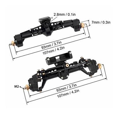 RC Car Front Rear Portal Axle Kit High Performance Plastic Housing Upgraded Heightened Axle Assembly Set for 1/24 Axial SCX24 Crawler Truck (Black) - color: Black