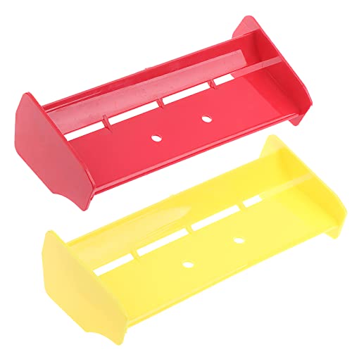 2Pack 1:10 Scale RC Plastic Rear Spoiler Tail Wing for 1/10 Scale RC Racing Car Off-Road Buggy Truck Accessories for HPI KYOSHO HSP 94106 94107 94166 06021 (Red Yellow) - color: Red Yellow