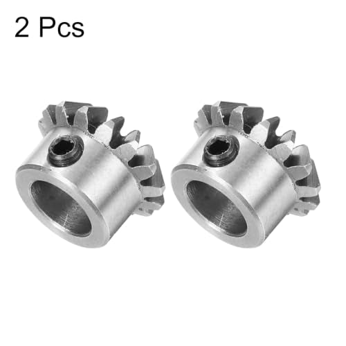 uxcell 2pcs Bevel Gear 0.8 Module 1:1 Reduction Rate 15T 6.35mm Hole Dia Bevel Pinion Gear 45# Steel, 45 Degree Steering Gear for Hardware Mechanical Rotation, Black - size: 6.35mm Bore