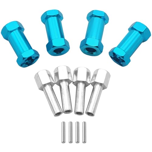 4Pack Vgoohobby 12mm Aluminum Wheel Hex Hub 25mm Offset Extension Hex Drive Adapter Combiner Coupler Compatible with Axial Scx10 D90 Wraith CC01 1/10 RC Crawler Car,Blue