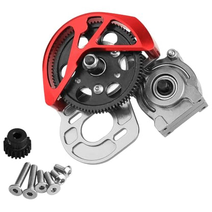 Aluminum Complete Transmission Gearbox for 1/10 Axia SCX10, SCX10 II 90046 90047 RC Crawler Upgrade (red-Gray) - color: Red-gray