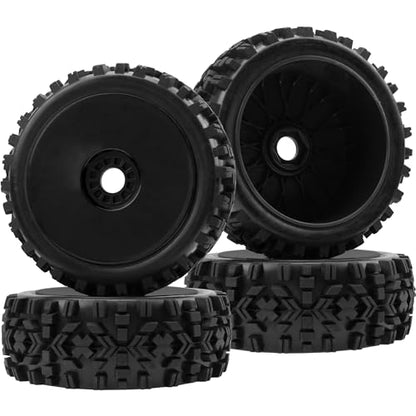 ShareGoo RC Hobby OD 4.72" 1/8 Scale RC Buggy Wheels & Rubber Tires 17mm Hex Rims Compatible with Arrma Typhon 3S 6S Kyosho Losi 8IGHT Traxxas Redcat HSP HPI 1/8 Scale Off Road Car Buggy (Black) - color: Black