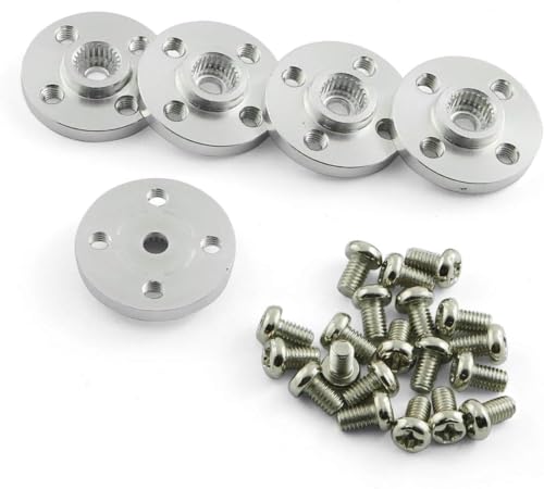 5 Pcs Universal Servo Horn Aluminum Alloy 25T Silvery Standard Servo Disc for Robot Mechanical Claw Rc Car Helicopter Mg945 Mg995 Mg996