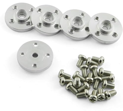 5 Pcs Universal Servo Horn Aluminum Alloy 25T Silvery Standard Servo Disc for Robot Mechanical Claw Rc Car Helicopter Mg945 Mg995 Mg996