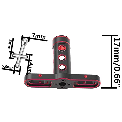 RC Car Tool 17mm Hex Adapter Wheel Wrench w/ 4mm 5mm 5.5mm 7mm Hex Socket Wrench Compatible with Traxxas Axial Arrma HSP Redcat Tamiya ECX HPI 1/8 1/10 1/12 Car Truck (Red) - color: Red