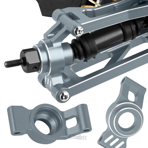 RC Aluminum Caster Block & Steering Blocks & Rear Stub Axle Carriers & Steering Bellcranks Upgrades Part for 1/16 Mini Maxx 4WD (Car Model:#107154-1#108046-1#108164-1#108076-1),Titanium - color: Titanium-(for 1/16）